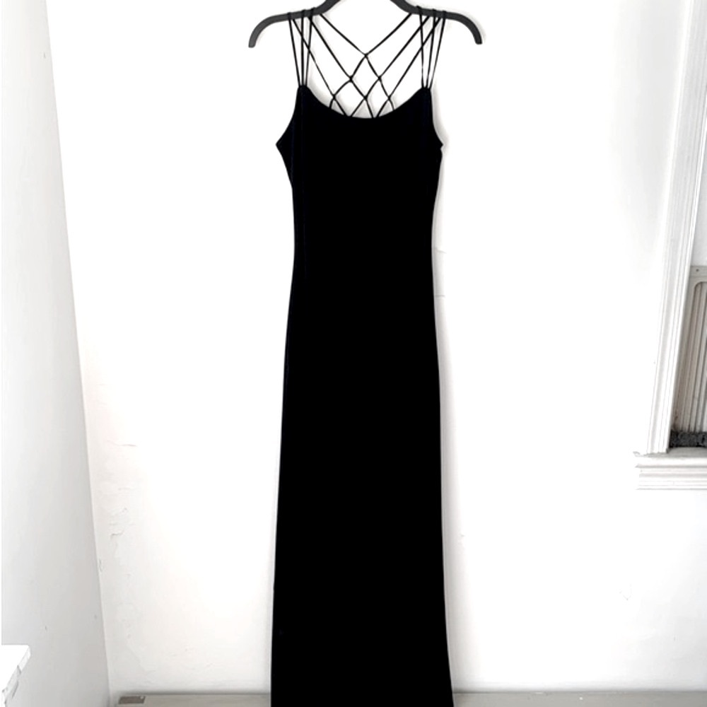 Vintage Y2K Cachet Strappy Black Formal Maxi Dress